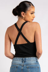 Jolene Black Crossover Back Bodysuit