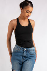 Jolene Black Crossover Back Bodysuit
