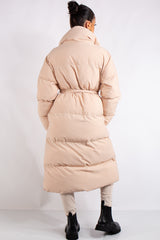 Jana Beige Long Padded Duvet Puffer Coat