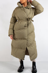 Jana Khaki Long Padded Duvet Puffer Coat