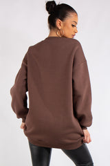 Sonia Chocolate Brown Long Oversized Side Zip Sweatshirt
