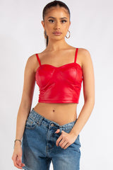 Cameron Red PU Leather bralet