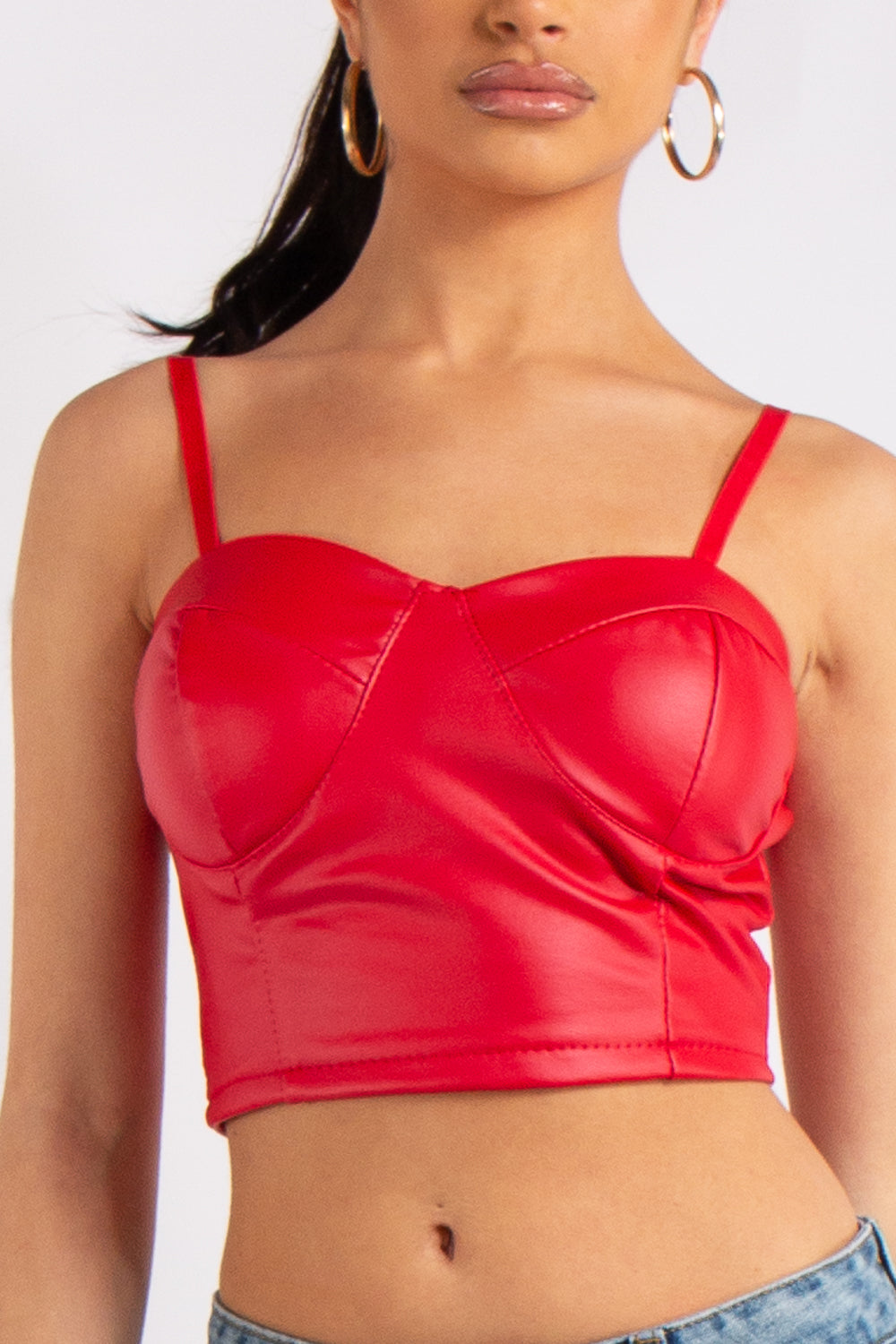Red leather bralette hot sale