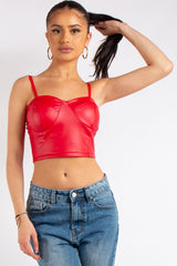Cameron Red PU Leather bralet