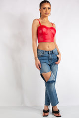 Cameron Red PU Leather bralet
