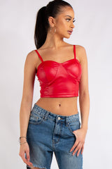 Cameron Red PU Leather bralet