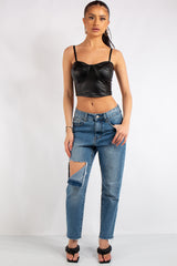 Cameron Black PU Leather bralet