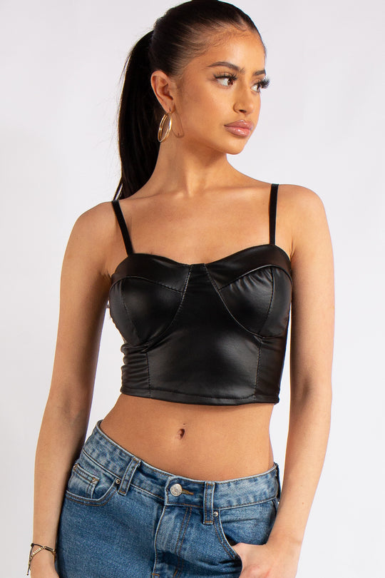 Cameron Black PU Leather bralet