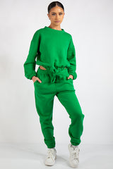 Kaia Green Crop Tie up Tracksuit