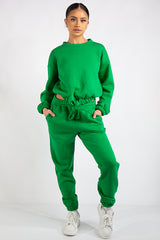 Kaia Green Crop Tie up Tracksuit