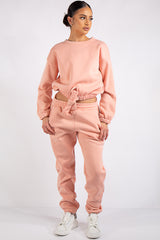 Kaia Pink Crop Tie up Tracksuit