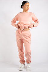 Kaia Pink Crop Tie up Tracksuit