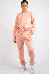 Kaia Pink Crop Tie up Tracksuit