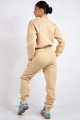 Kaia Beige Crop Tie up Tracksuit