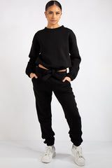 Kaia Black Crop Tie up Tracksuit