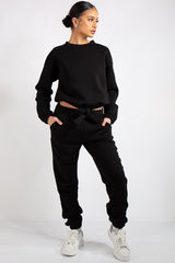 Kaia Black Crop Tie up Tracksuit