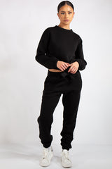 Kaia Black Crop Tie up Tracksuit