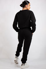 Kaia Black Crop Tie up Tracksuit