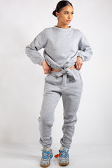 Kaia Grey Crop Tie up Tracksuit