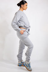 Kaia Grey Crop Tie up Tracksuit