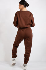Kaia Brown Crop Tie up Tracksuit