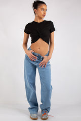 Nyla Light Blue Wash Wide Leg Jeans