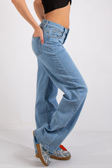 Nyla Light Blue Wash Wide Leg Jeans