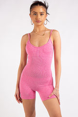 Ember Pink Ribbed Seamless Unitard