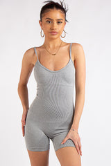 Ember Grey Ribbed Seamless Unitard