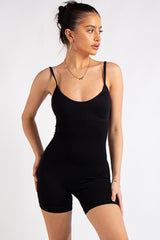 Ember Black Ribbed Seamless Unitard