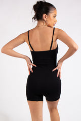 Ember Black Ribbed Seamless Unitard