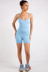 Ember Blue Ribbed Seamless Unitard