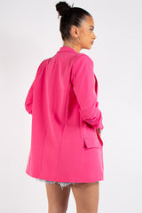 Lillie Pink Ruched Sleeve Blazer