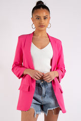 Lillie Pink Ruched Sleeve Blazer