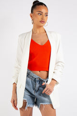 Lillie White Ruched Sleeve Blazer