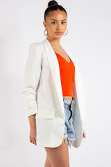 Lillie White Ruched Sleeve Blazer