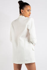 Lillie White Ruched Sleeve Blazer
