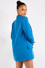 Lillie Blue Ruched Sleeve Blazer