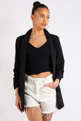 Lillie Black Ruched Sleeve Blazer