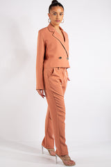 Jazmin Salmon Cropped Blazer Suit