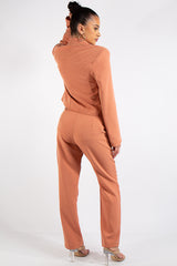 Jazmin Salmon Cropped Blazer Suit