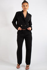 Jazmin Black Cropped Blazer Suit