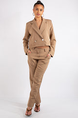 Jazmin Tan Cropped Blazer Suit