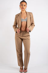 Jazmin Tan Cropped Blazer Suit