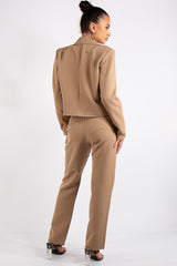 Jazmin Tan Cropped Blazer Suit