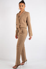 Jazmin Tan Cropped Blazer Suit