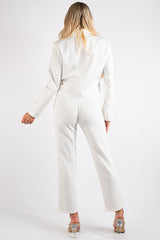 Jazmin White Cropped Blazer Suit