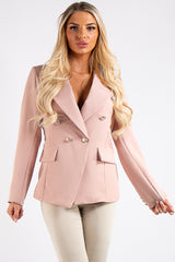 Kali Nude Gold Button Blazer