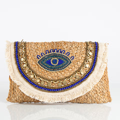 Evil Eye Straw Wicker Bag