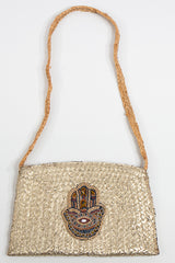 Hamza Hand Gold Wicker Straw Bag